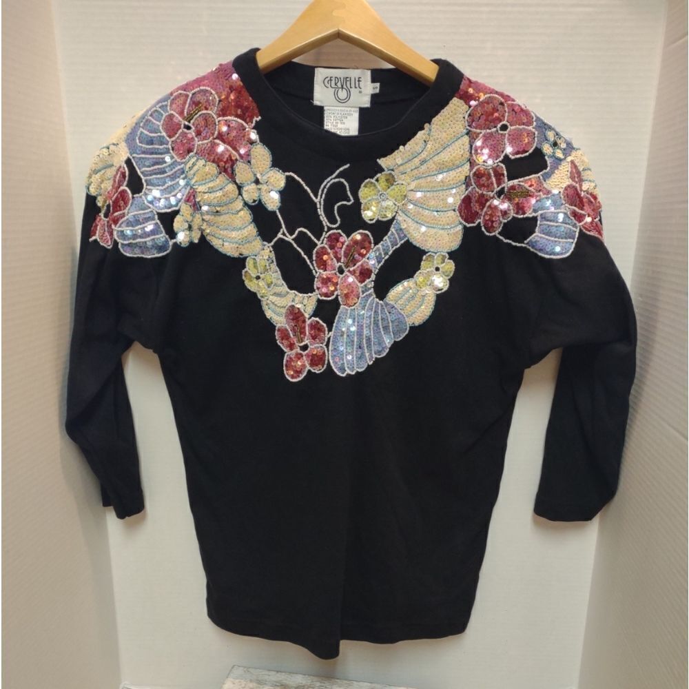 👍 Cervelle Sequined Shirt Generously Sized Small